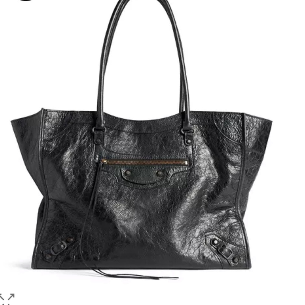 Balenciaga Black Distressed Leather Tote